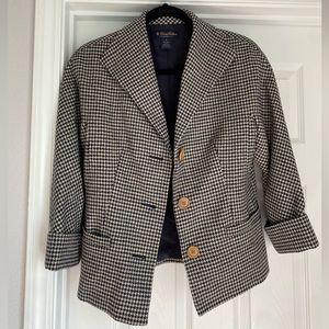 Brooks Brothers womens navy blue and white checkered blazer